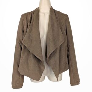 NELLA FANTASIA Drape Front Vegan Suede Jacket Sz M